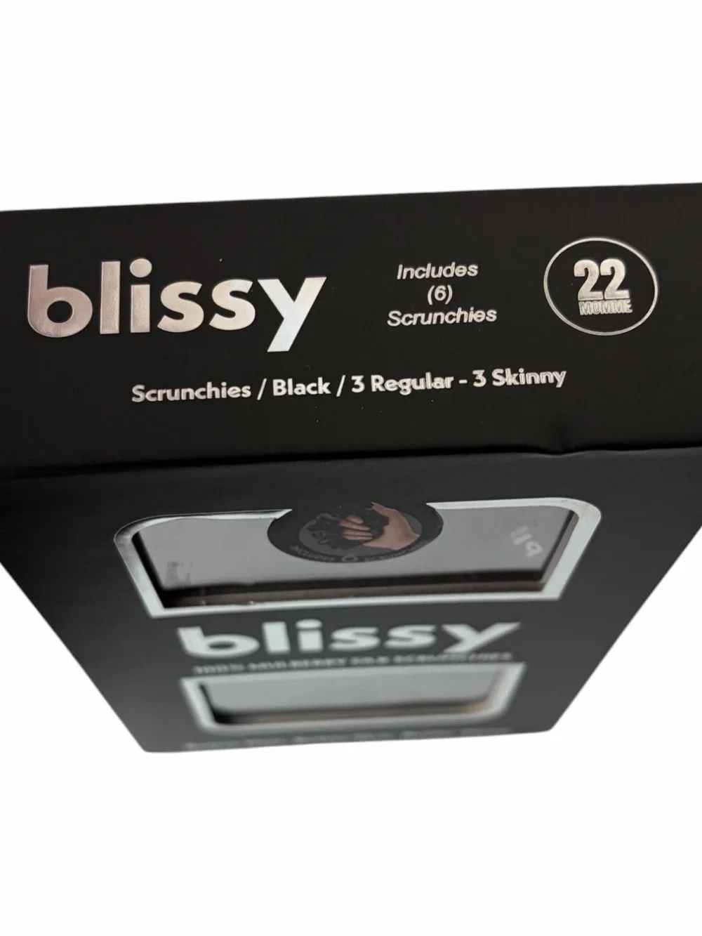 Blissy Scrunchies 100% Mulberry Silk Black COMBO pack of 6 NEW in BOX